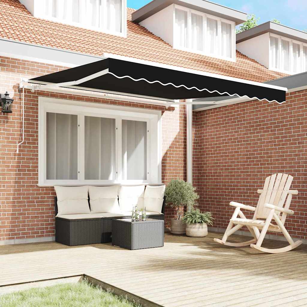 Tenda retrattile Nero 350 x 250 cm Tessuto e Alluminio