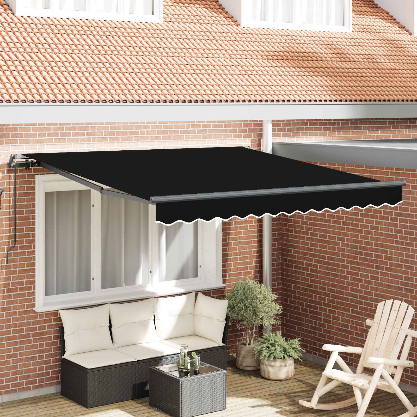 Tenda retrattile Nero 350 x 250 cm Poliestere e Alluminio