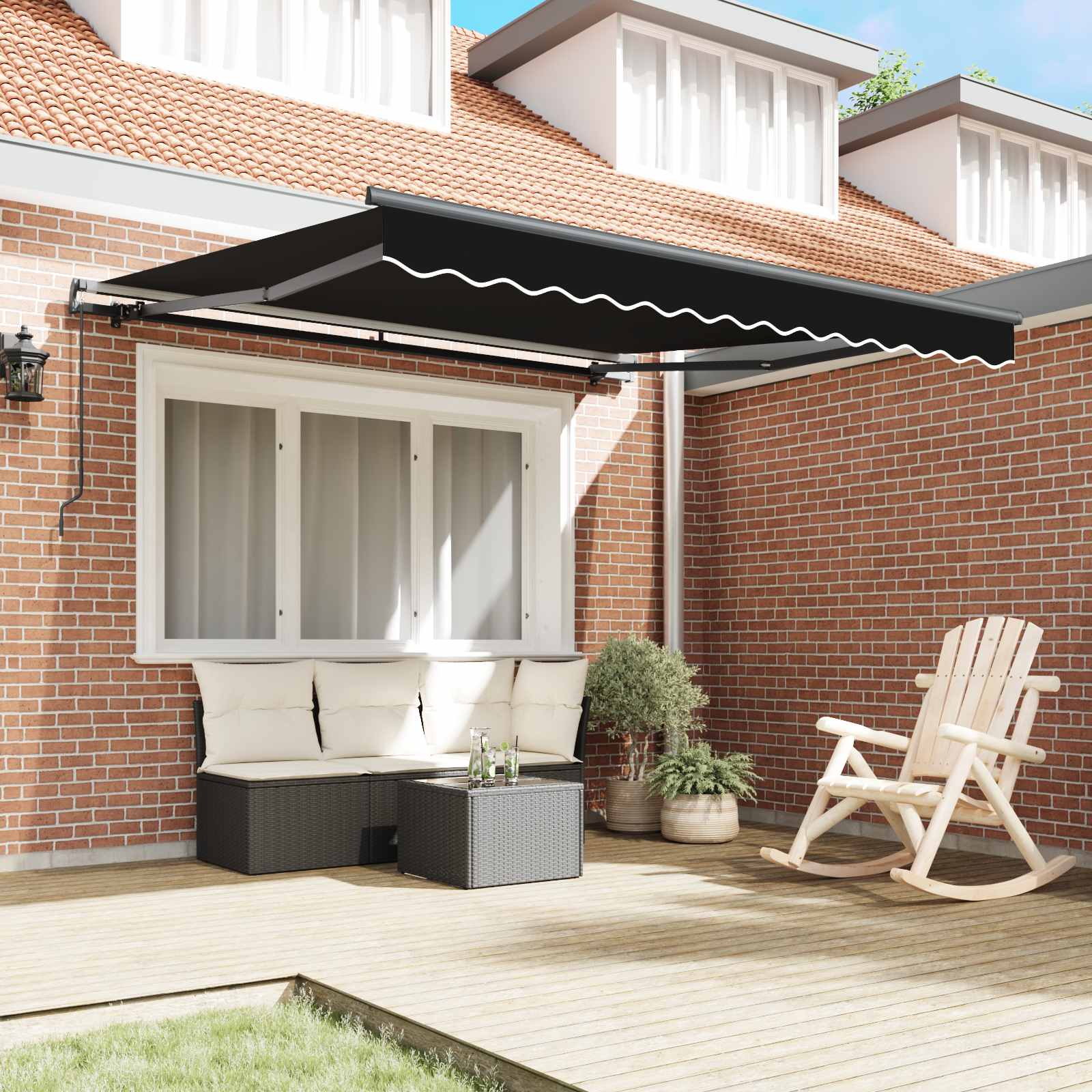 Tenda retrattile Nero 350 x 250 cm Poliestere e Alluminio