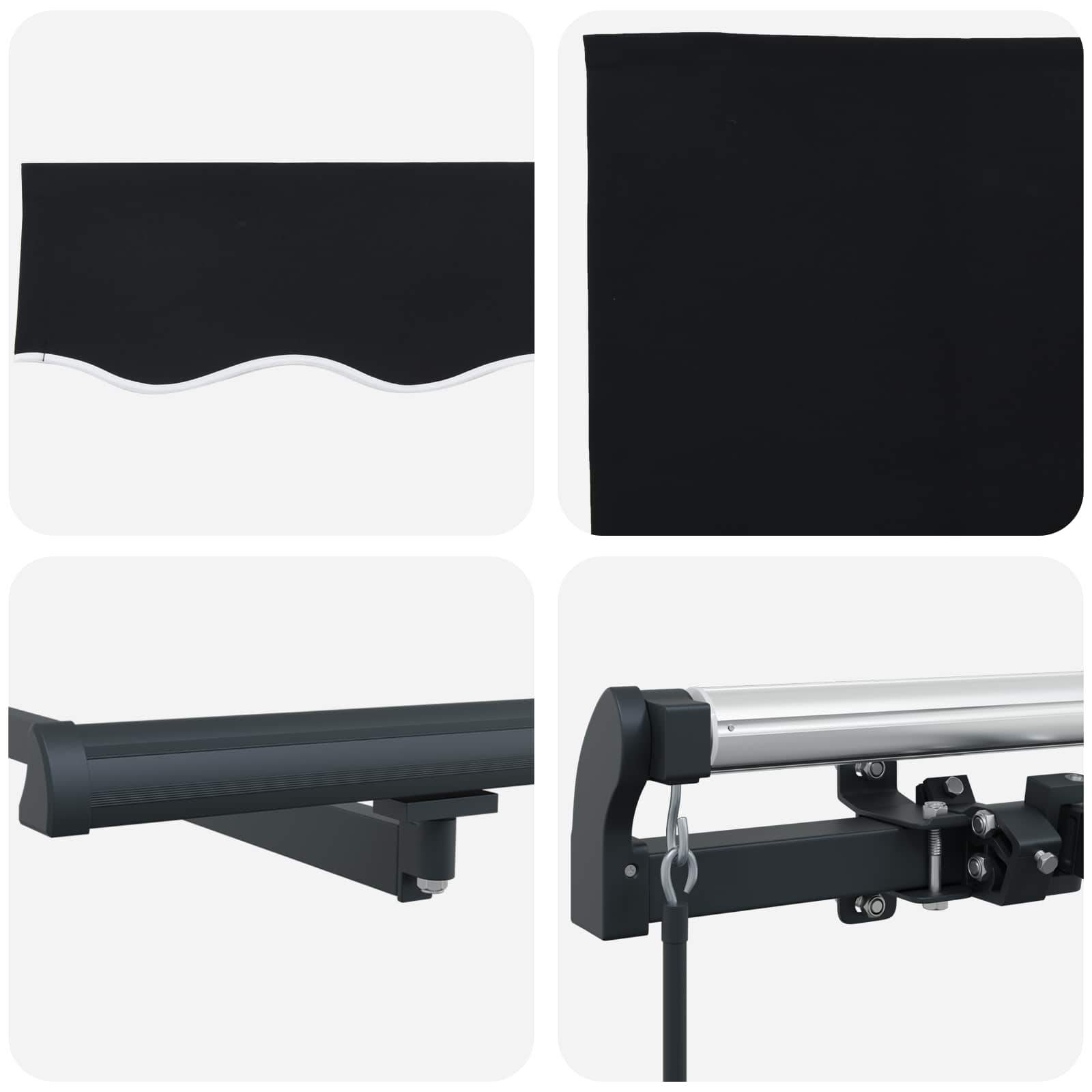 Tenda retrattile Nero 350 x 250 cm Poliestere e Alluminio