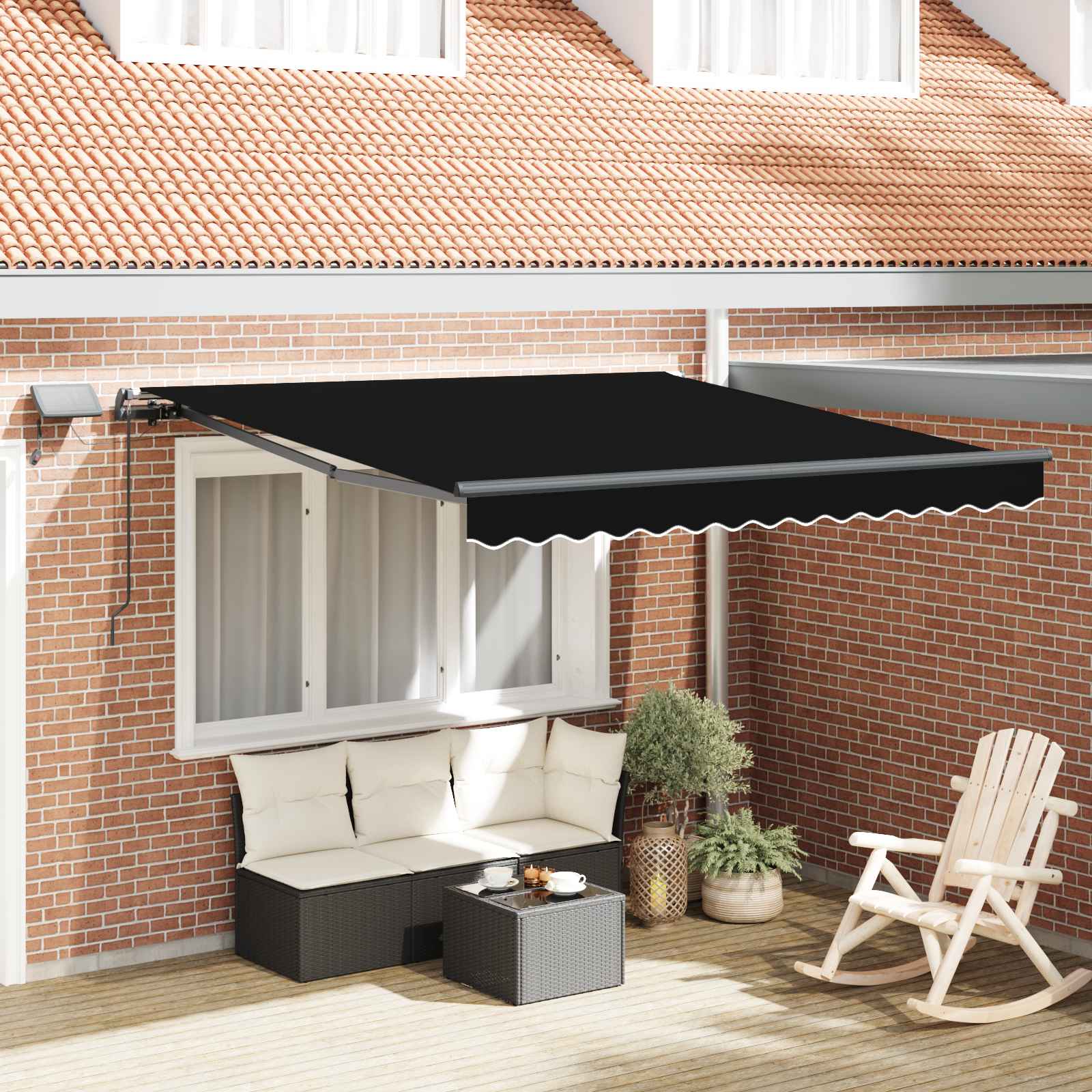 Tenda retrattile Nero 350 x 250 cm Tessuto e Alluminio