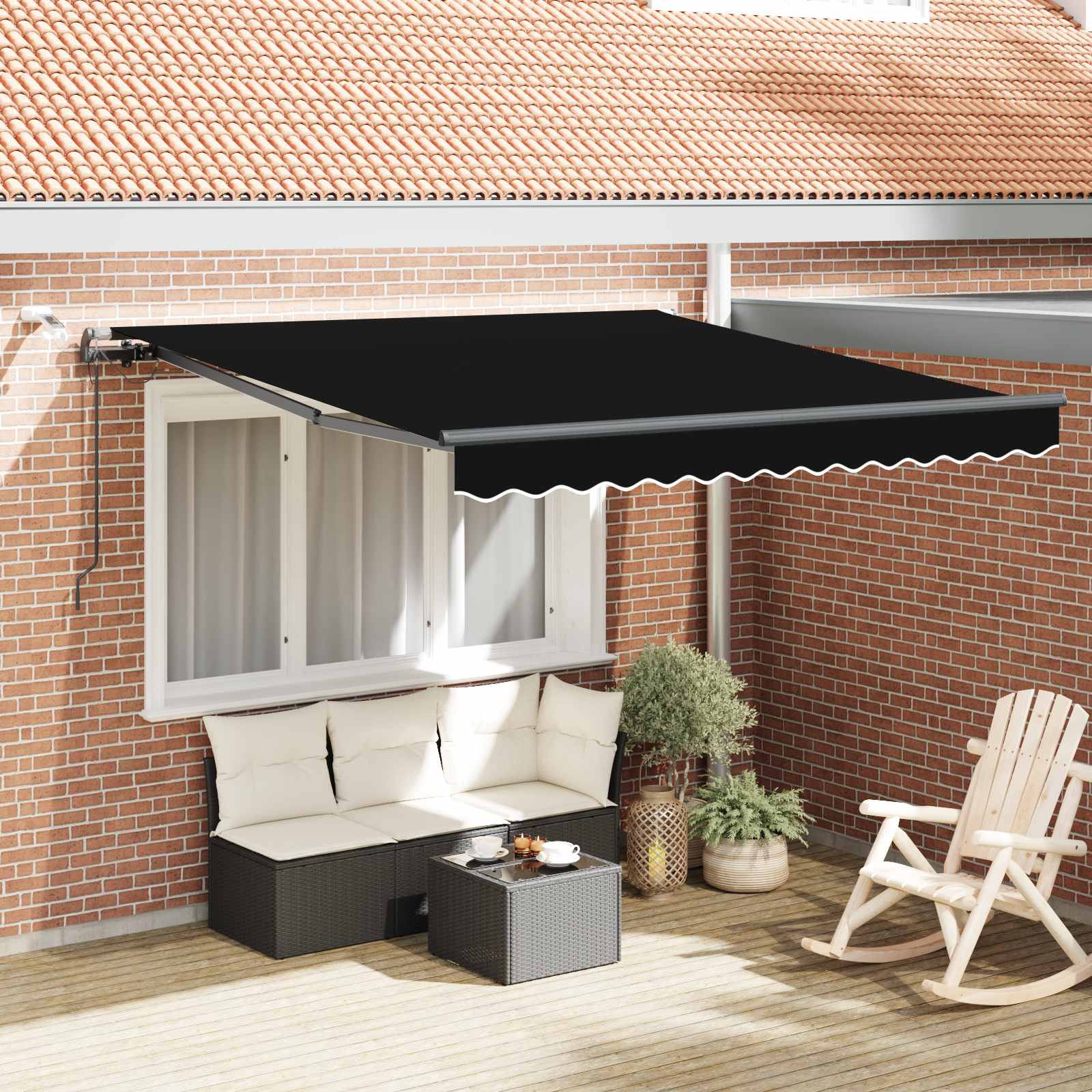 Tenda retrattile Nero 350 x 250 cm Poliestere