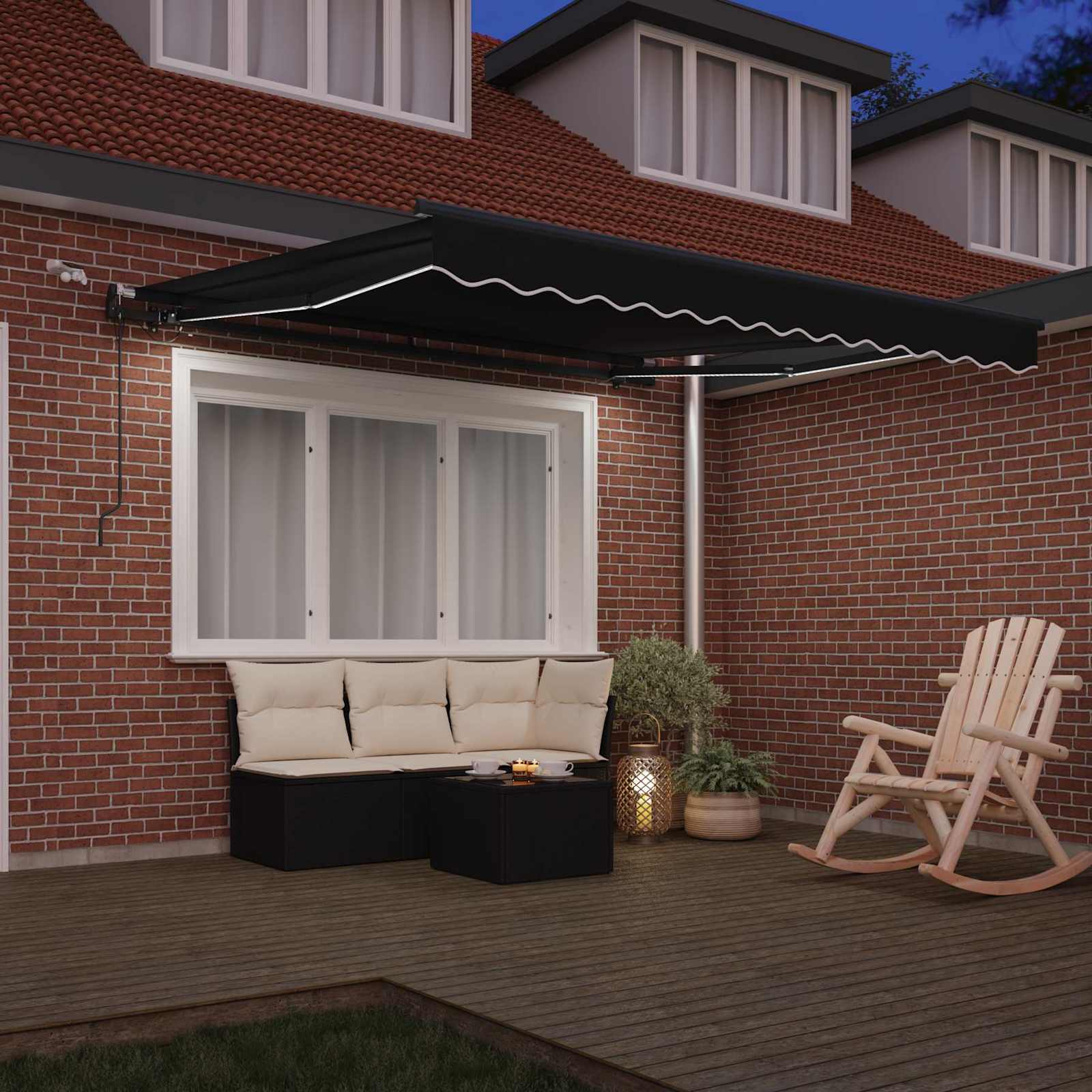 Tenda retrattile Nero 350 x 250 cm Poliestere