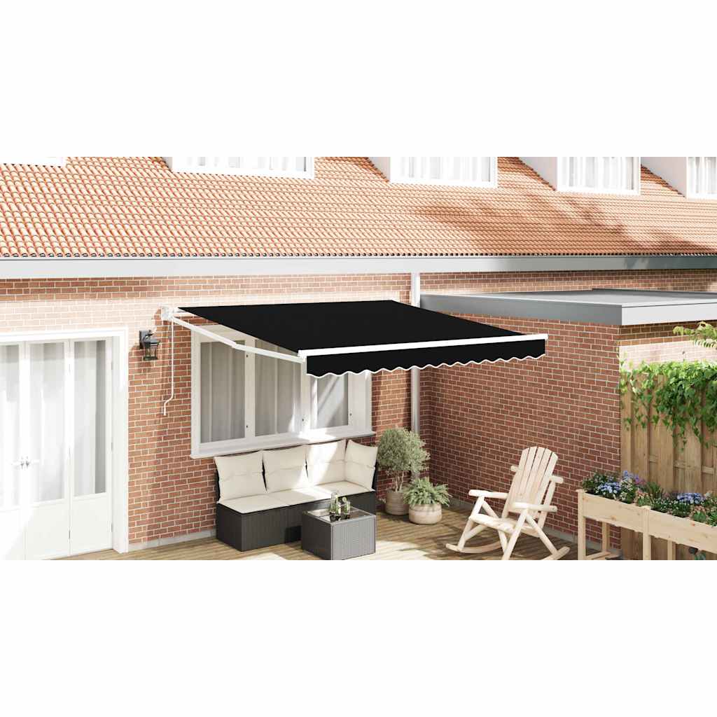 Tenda retrattile Nero 350 x 250 cm Poliestere e Metallo