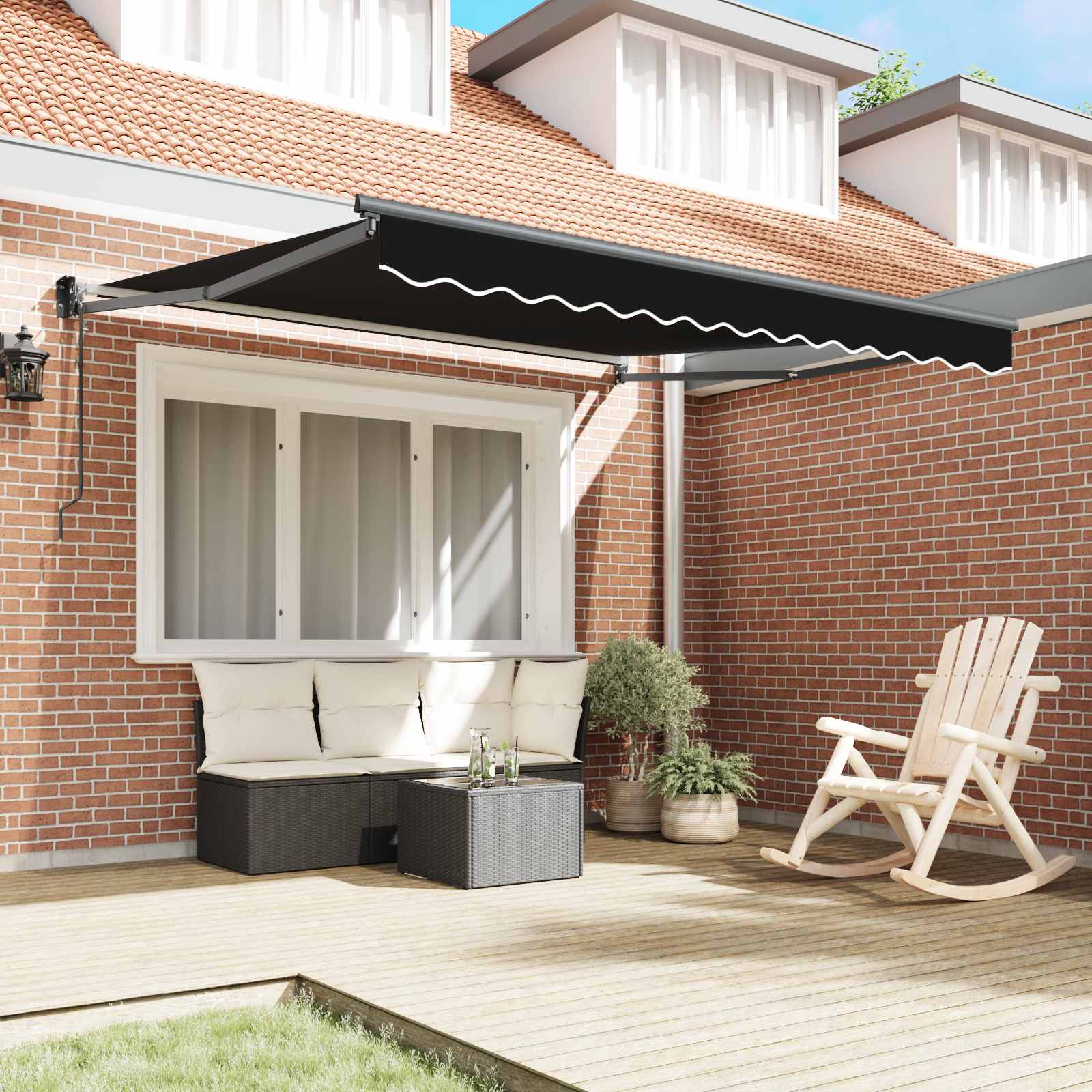 Tenda retrattile Nero 350 x 250 cm Poliestere e Metallo