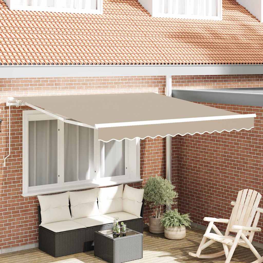 Tenda retrattile Beige 350 x 250 cm Poliestere e Alluminio