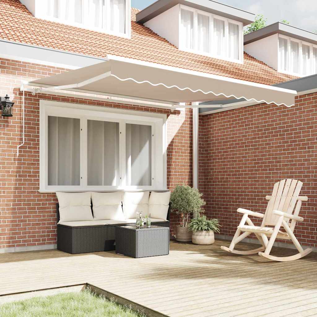 Tenda retrattile Beige 350 x 250 cm Poliestere e Alluminio