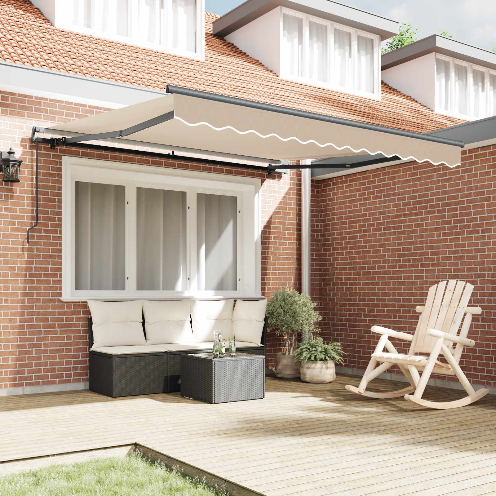 Tenda retrattile Beige 350 x 250 cm Poliestere e Alluminio