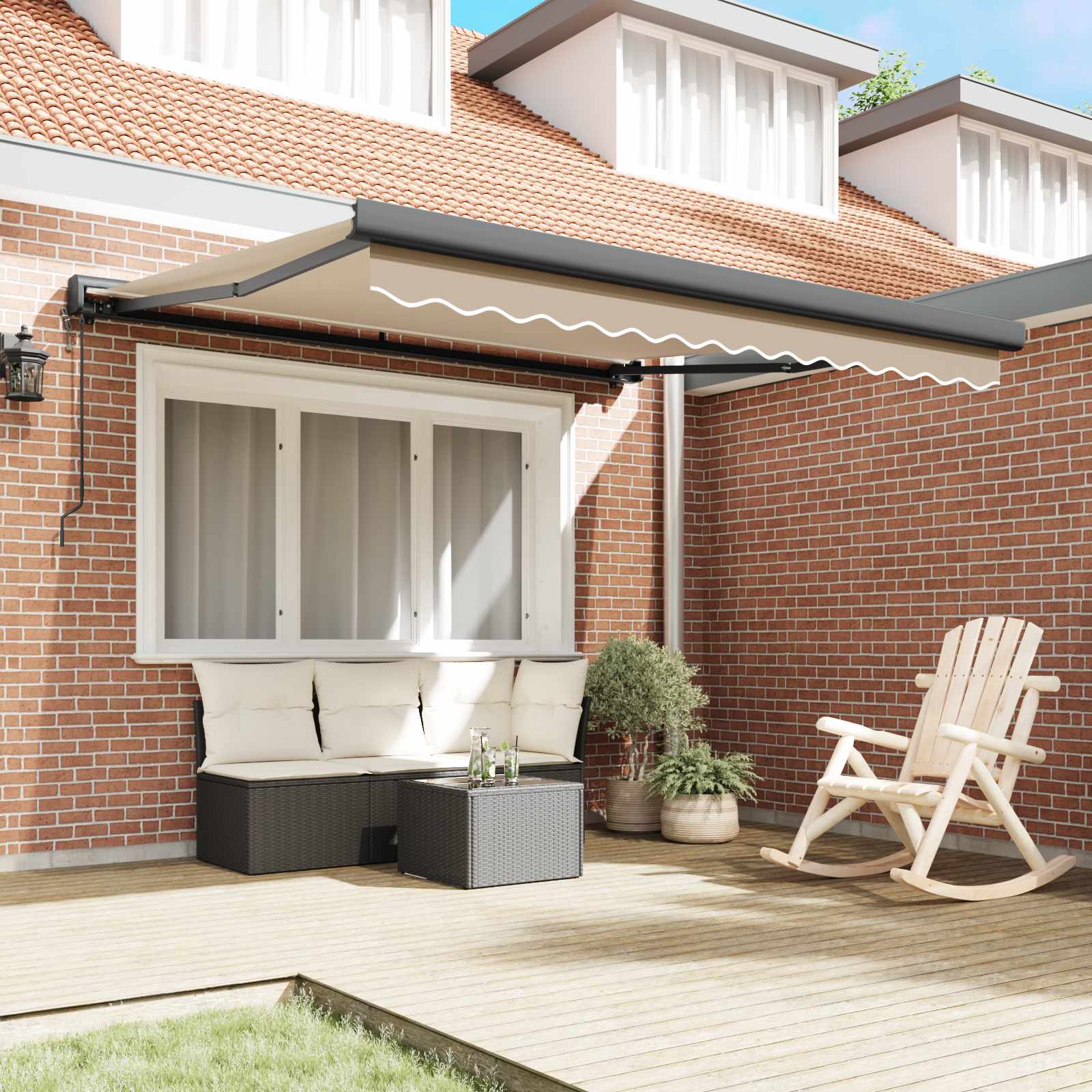 Tenda retrattile Beige 350 x 250 cm Tessuto e Metallo