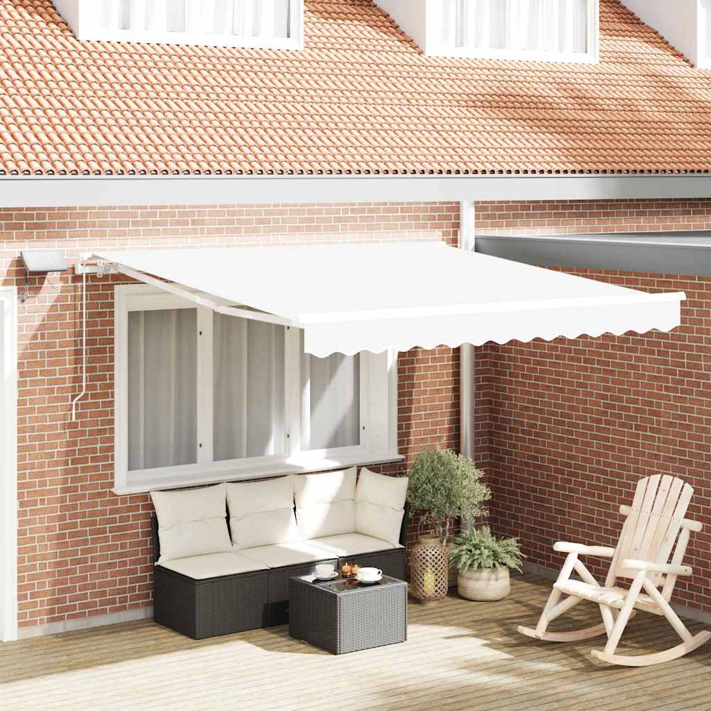 Tenda retrattile Bianco 350 x 250 cm Tessuto e Alluminio