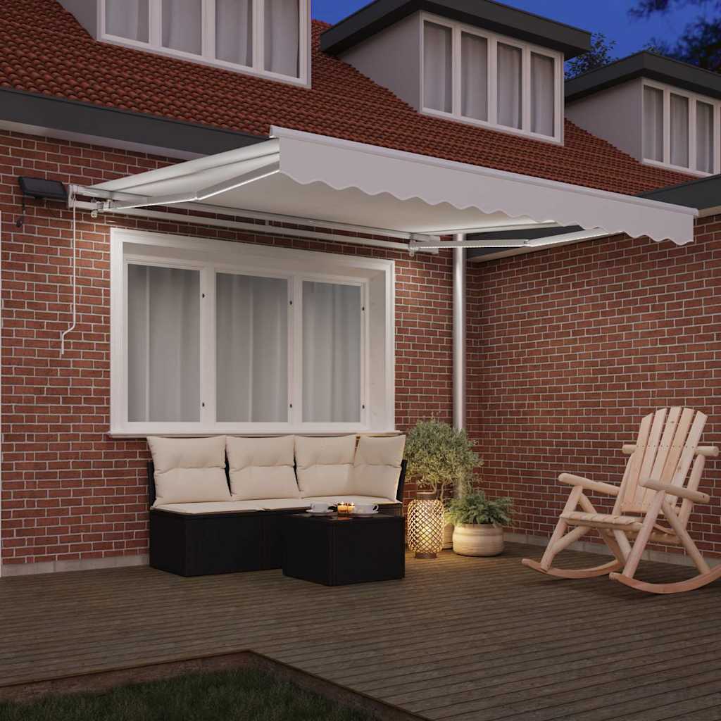 Tenda retrattile Bianco 350 x 250 cm Tessuto e Alluminio
