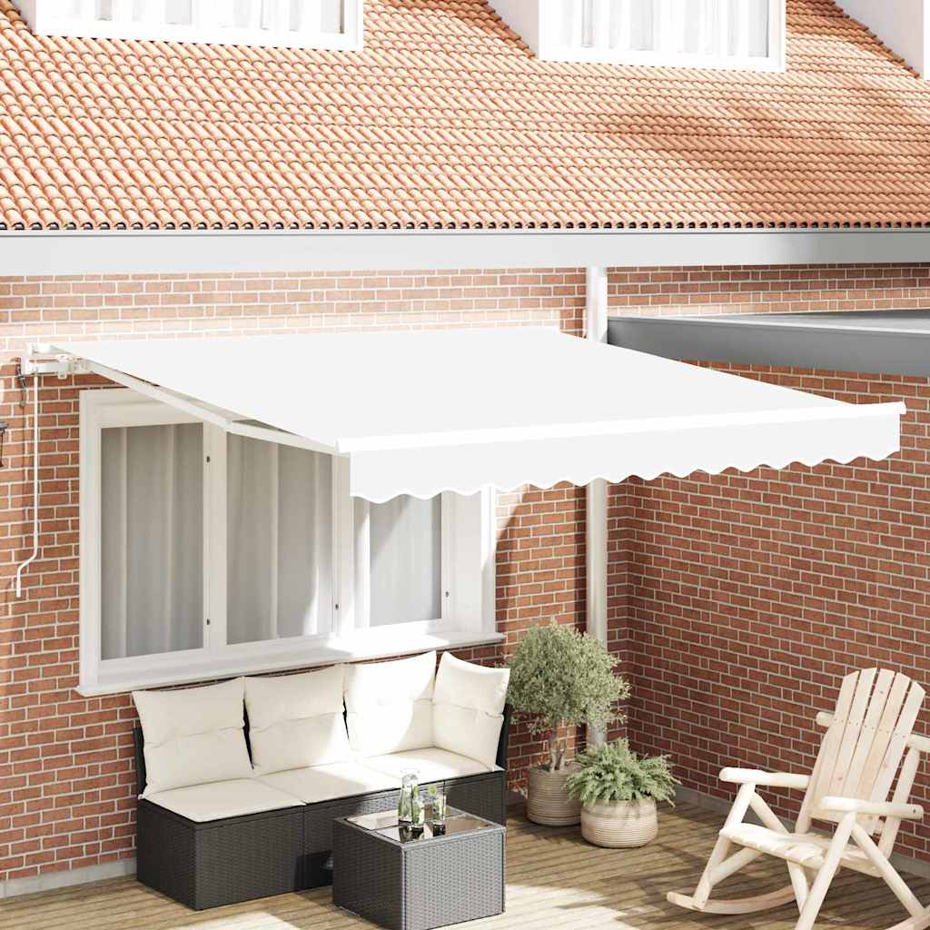Tenda retrattile Bianco 350 x 250 cm Tessuto e Alluminio