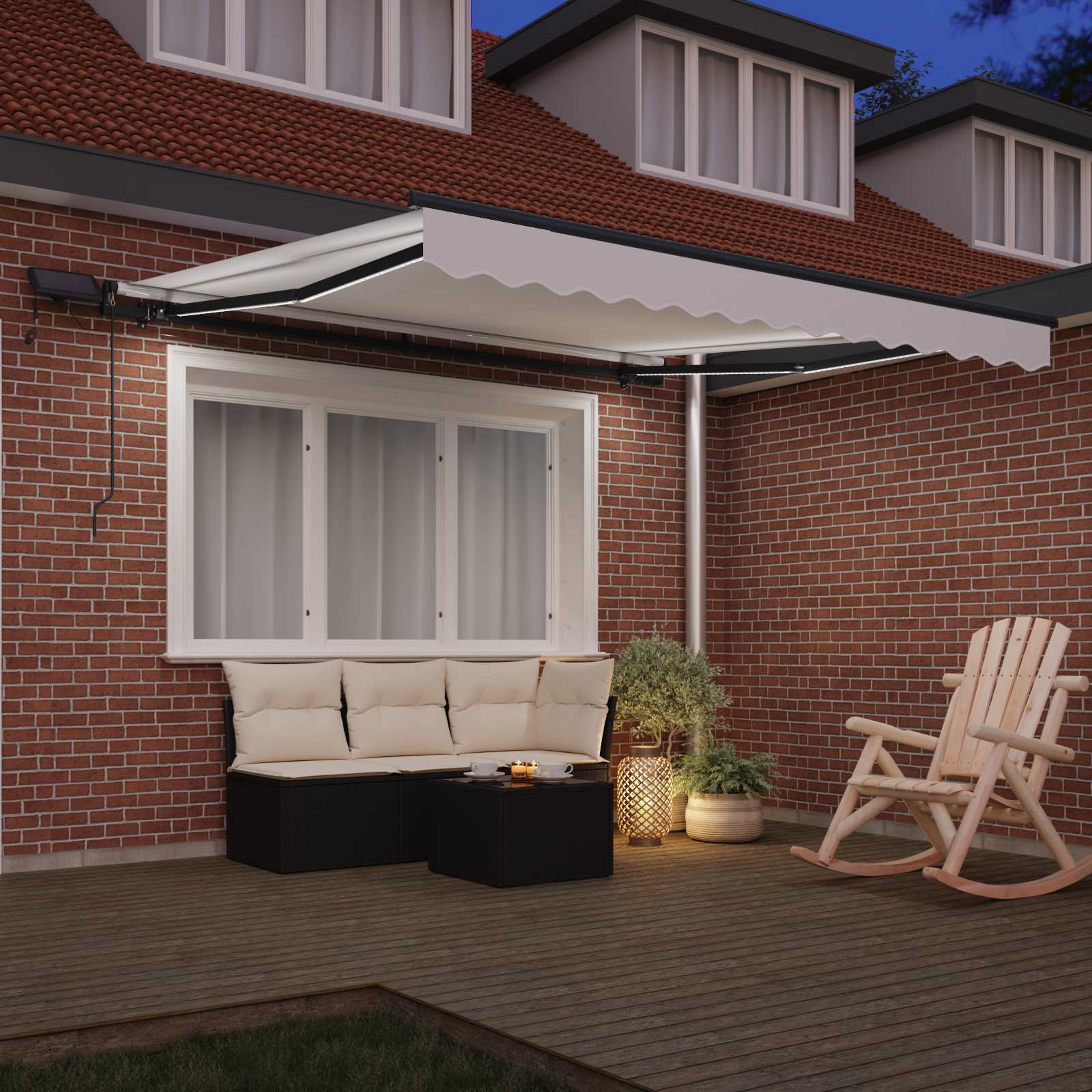 Tenda retrattile Bianco 350 x 250 cm Tessuto e Alluminio