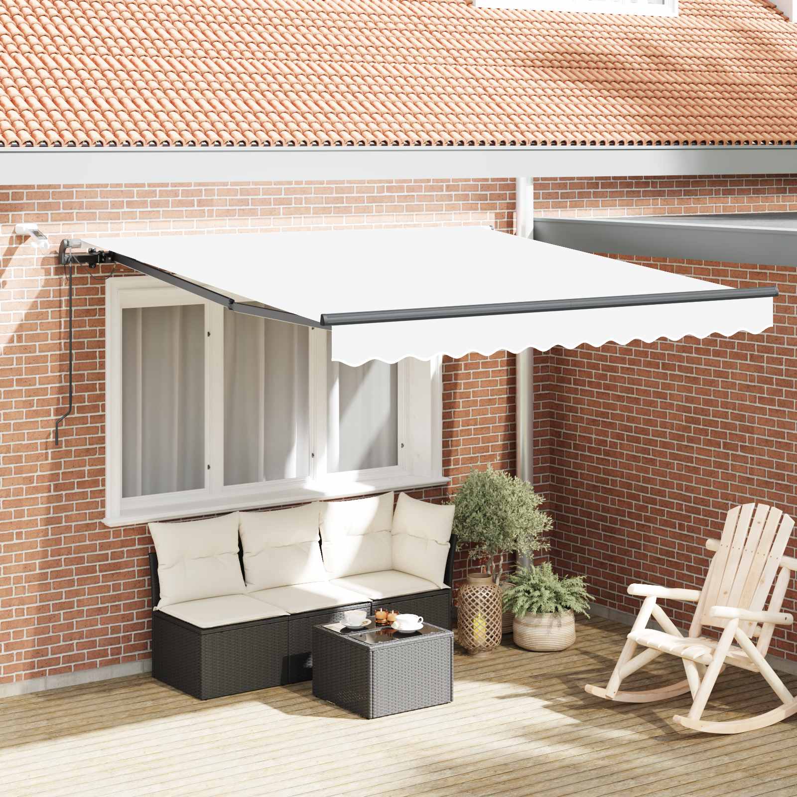Tenda retrattile Bianco 350 x 250 cm Poliestere