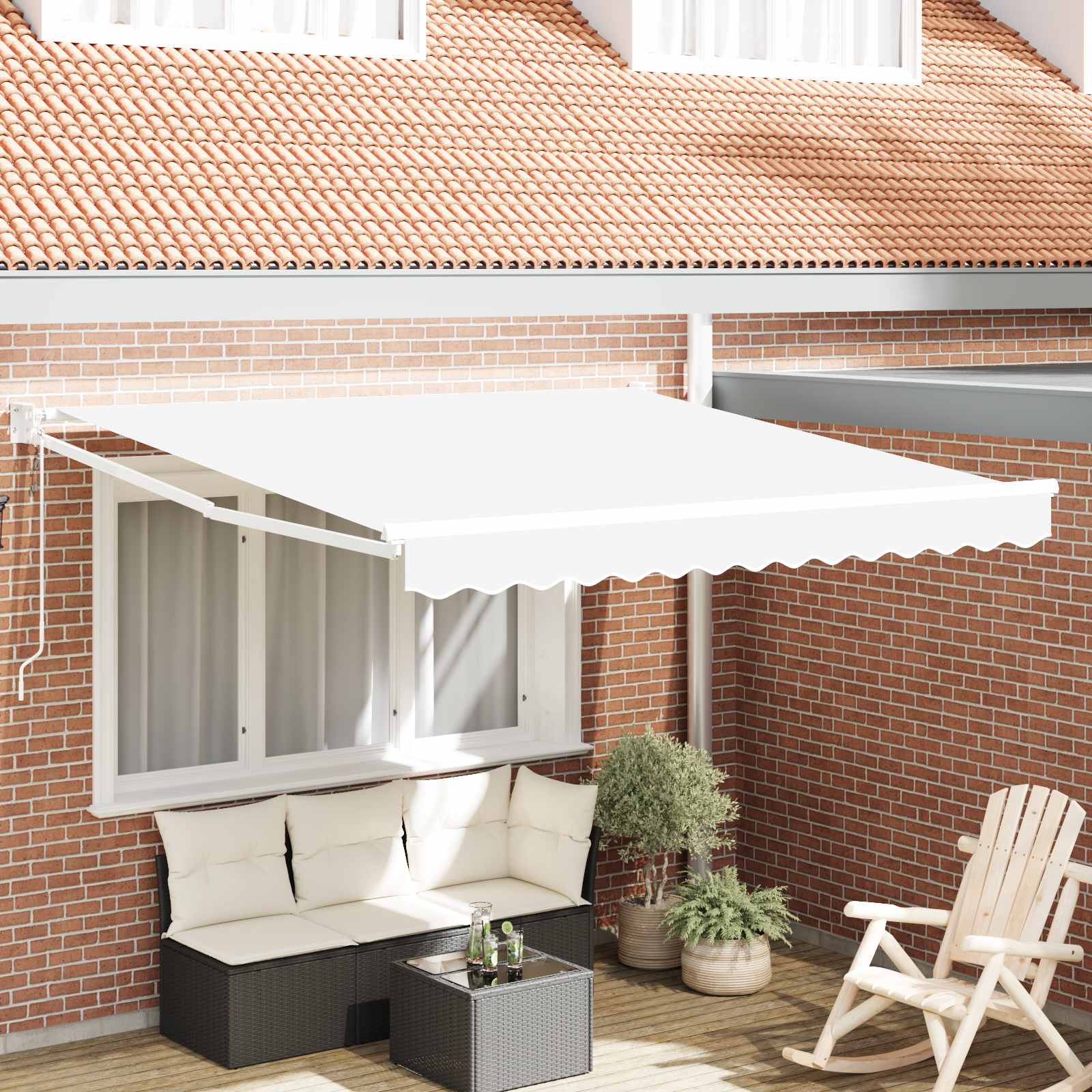 Tenda retrattile Bianco 350 x 250 cm Poliestere e Metallo