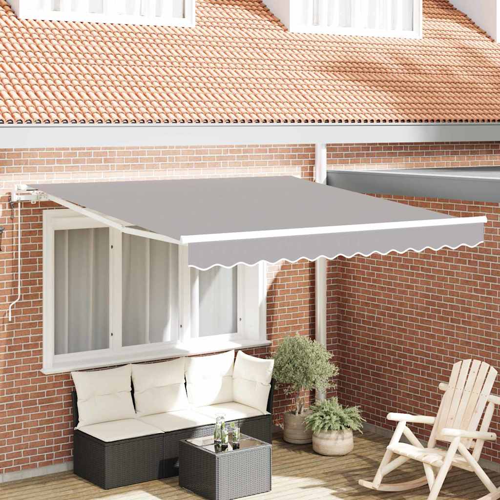 Tenda retrattile Grigio Chiaro 350 x 250 cm Tessuto e Alluminio