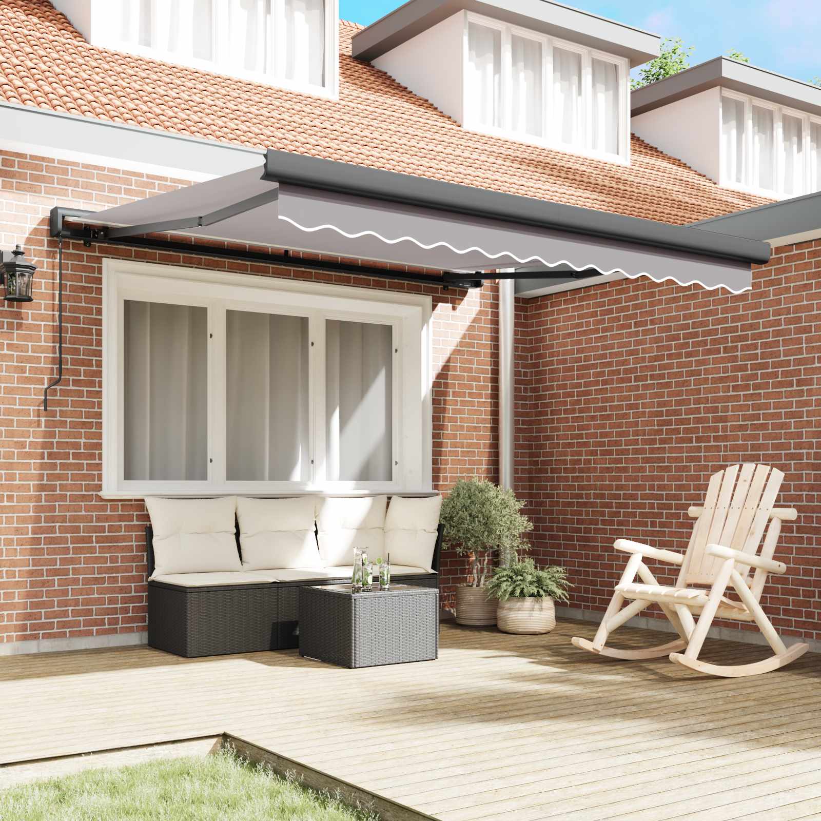 Tenda retrattile Grigio Chiaro 350 x 250 cm Tela e Alluminio