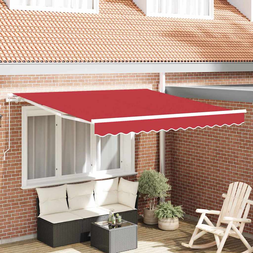 Tenda retrattile Rosso 350 x 250 cm Poliestere e Alluminio