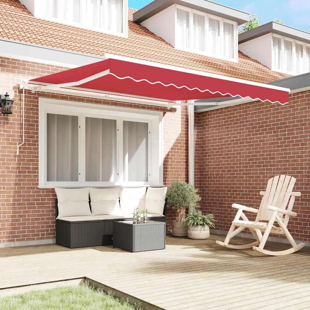 Tenda retrattile Rosso 350 x 250 cm Tessuto e Alluminio