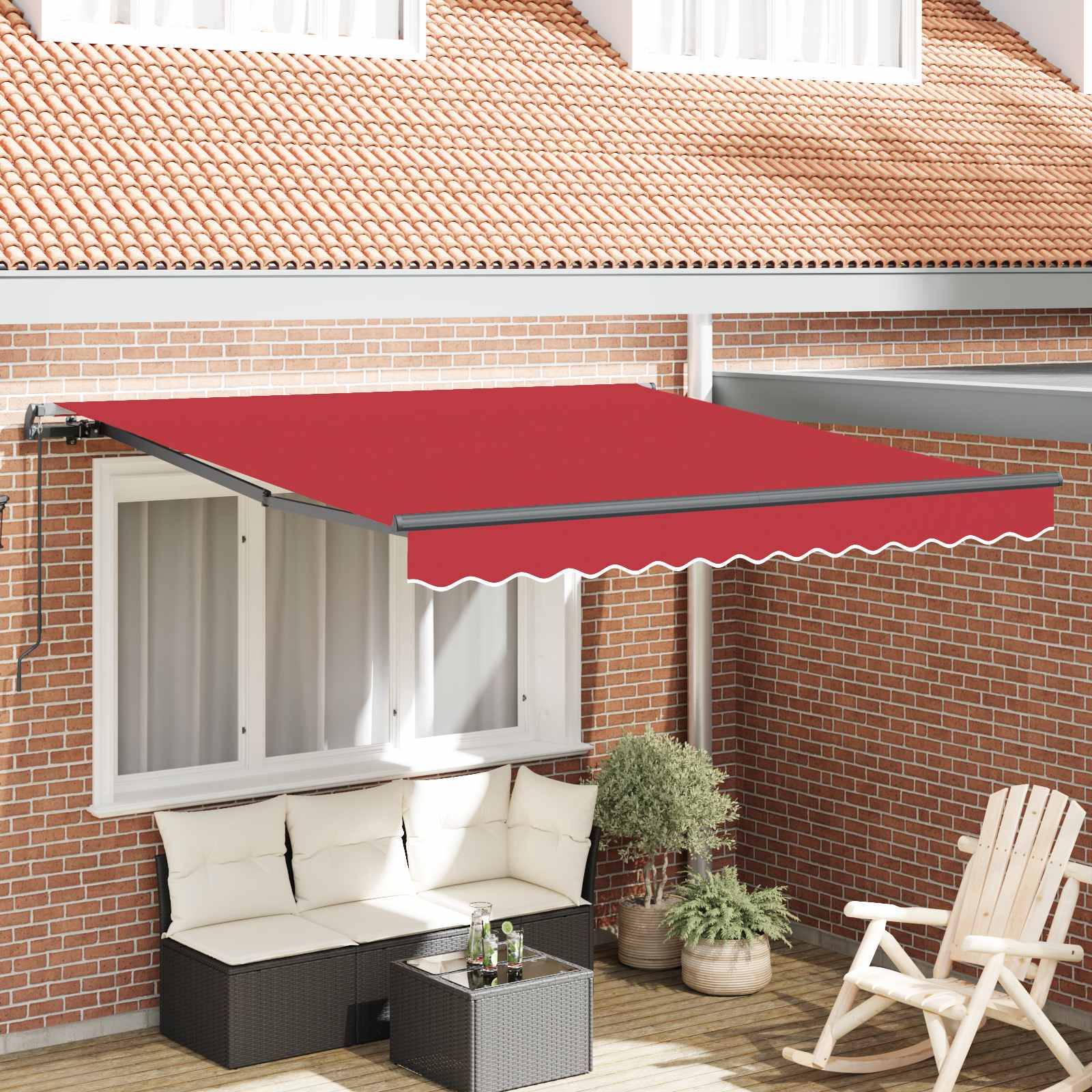 Tenda retrattile Rosso 350 x 250 cm Poliestere e Alluminio