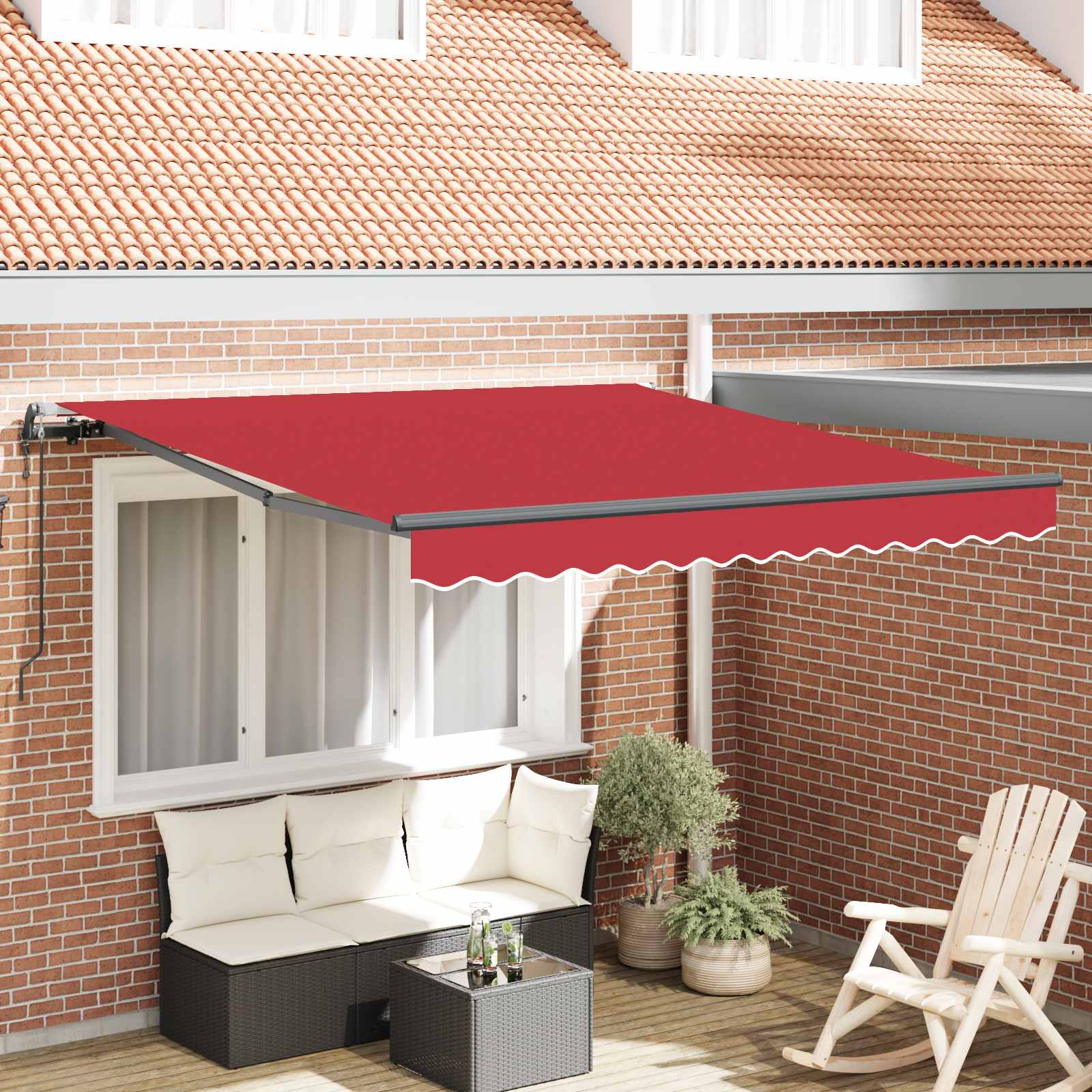 Tenda retrattile Rosso 350 x 250 cm Tessuto e Alluminio