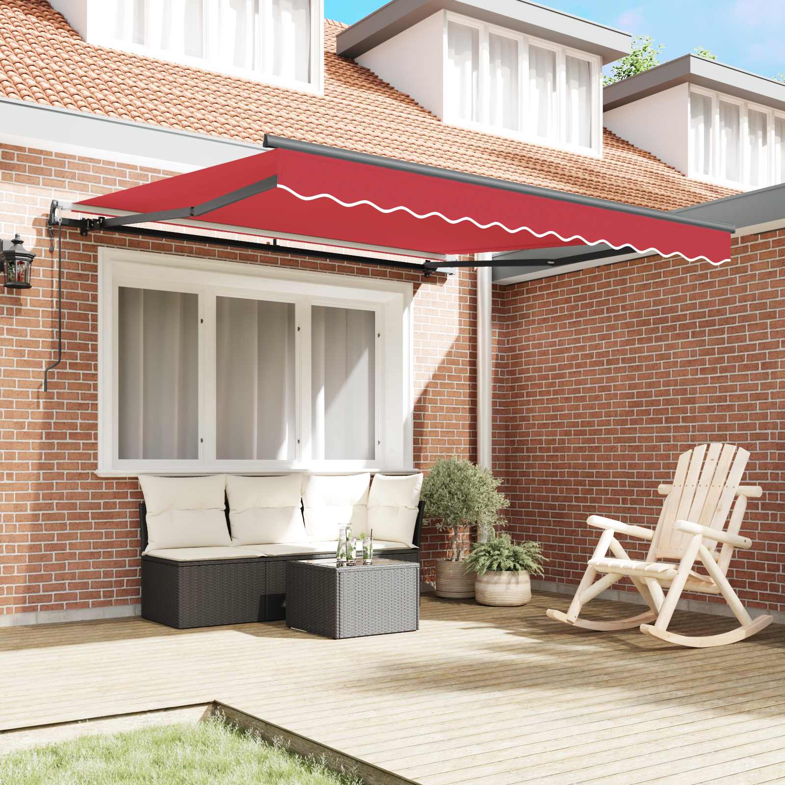 Tenda retrattile Rosso 350 x 250 cm Tessuto e Alluminio