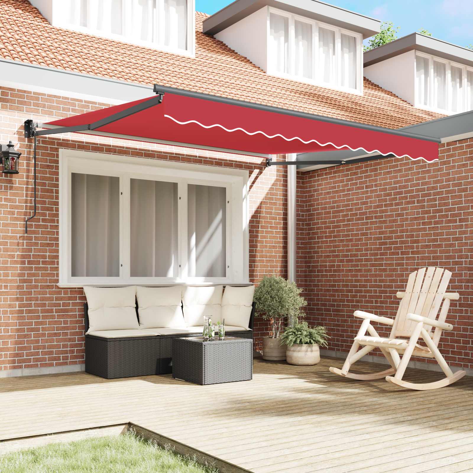Tenda retrattile Rosso 350 x 250 cm Poliestere e Metallo