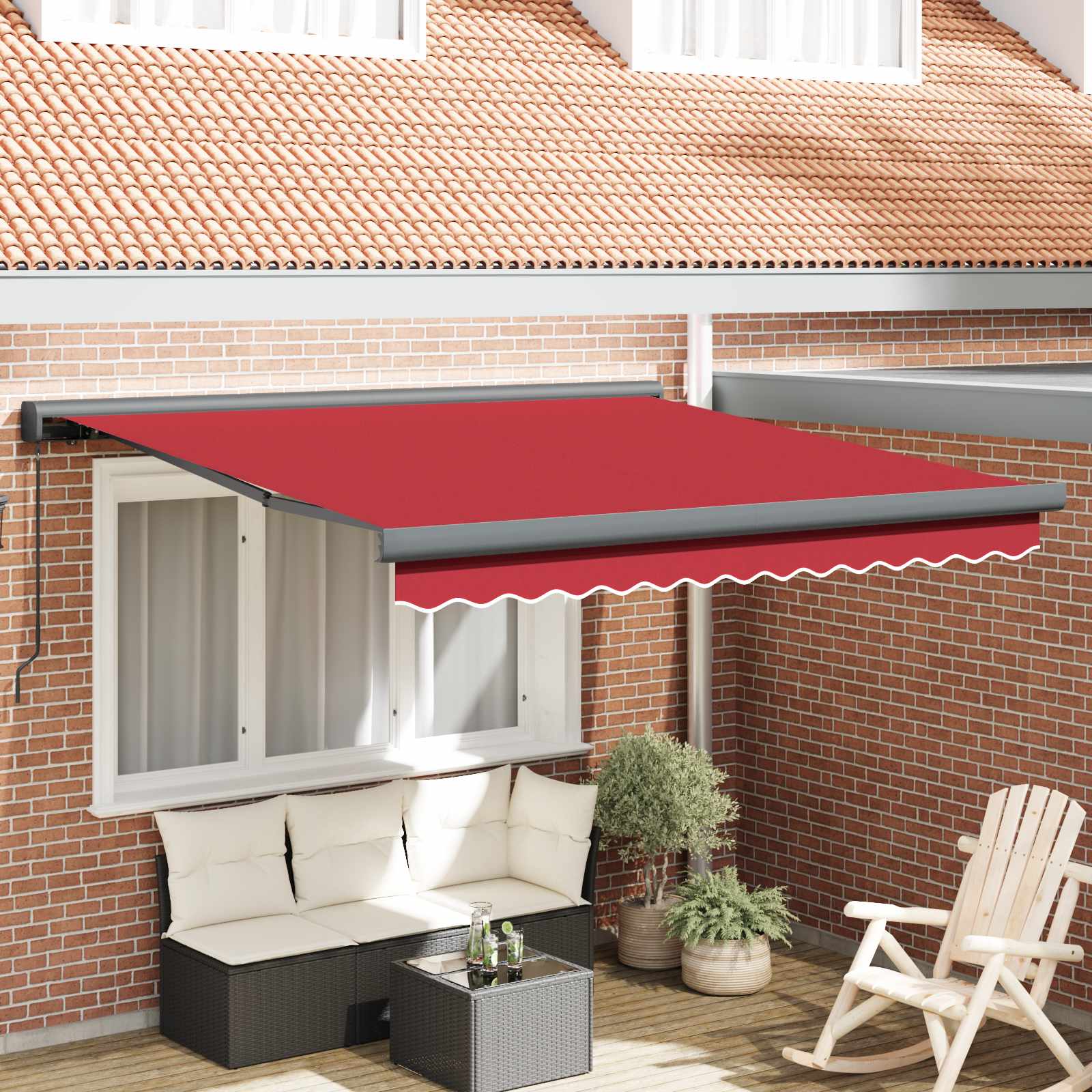 Tenda retrattile Rosso 350 x 250 cm Tela e Alluminio