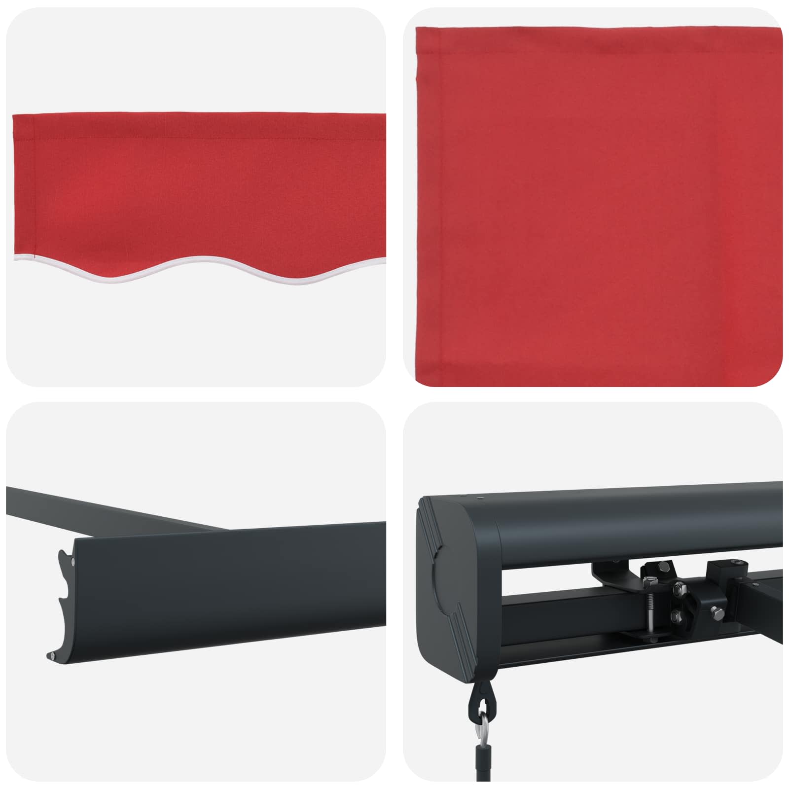 Tenda retrattile Rosso 350 x 250 cm Tela e Alluminio