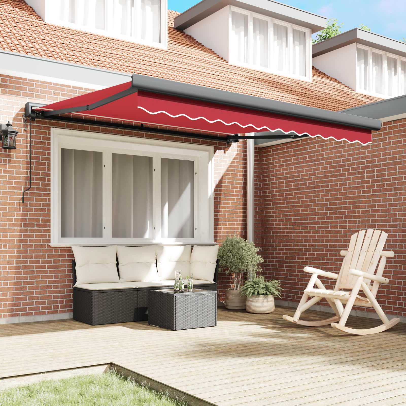 Tenda retrattile Rosso 350 x 250 x 165 cm Tessuto e Metallo