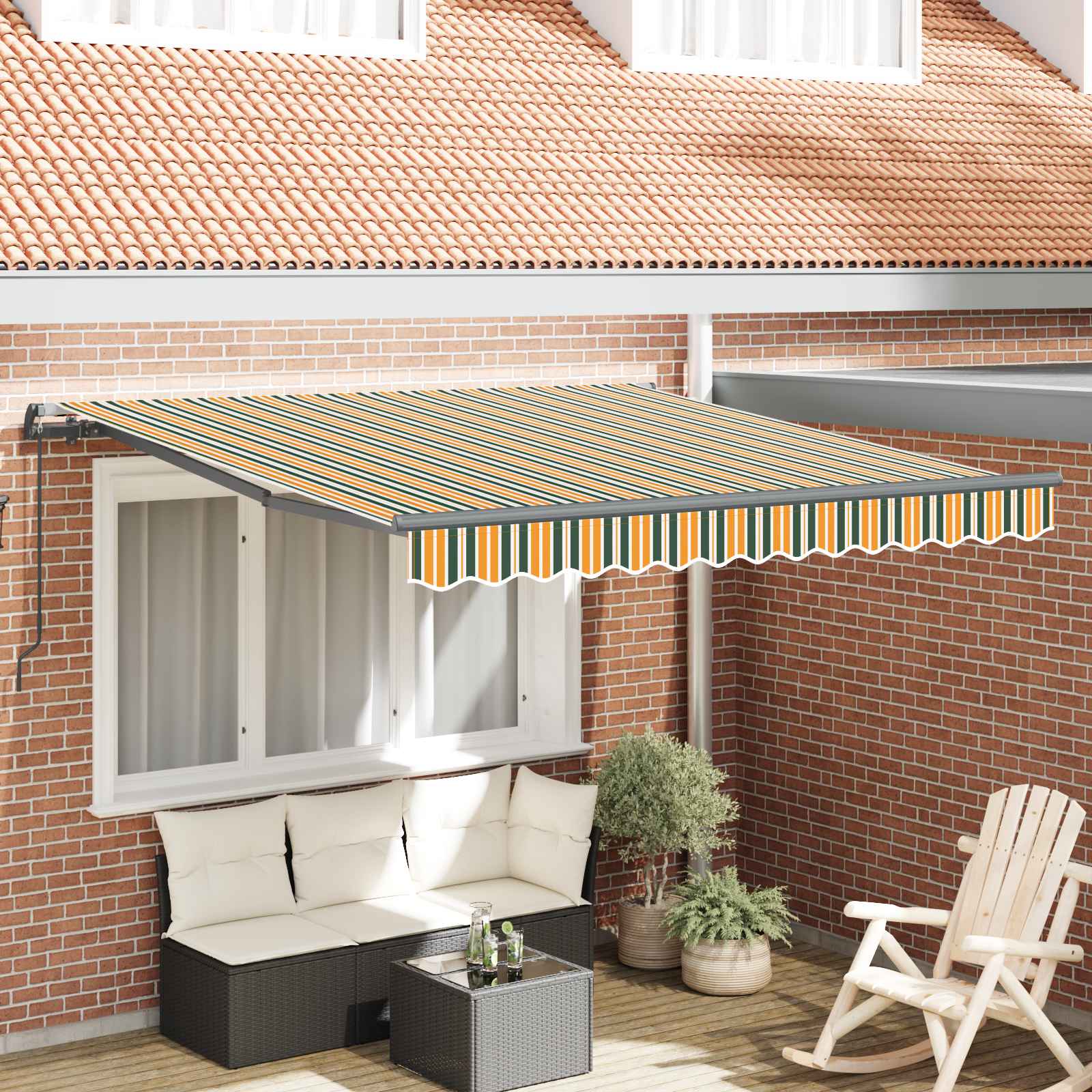 Tenda retrattile Verde e giallo 350 x 250 cm