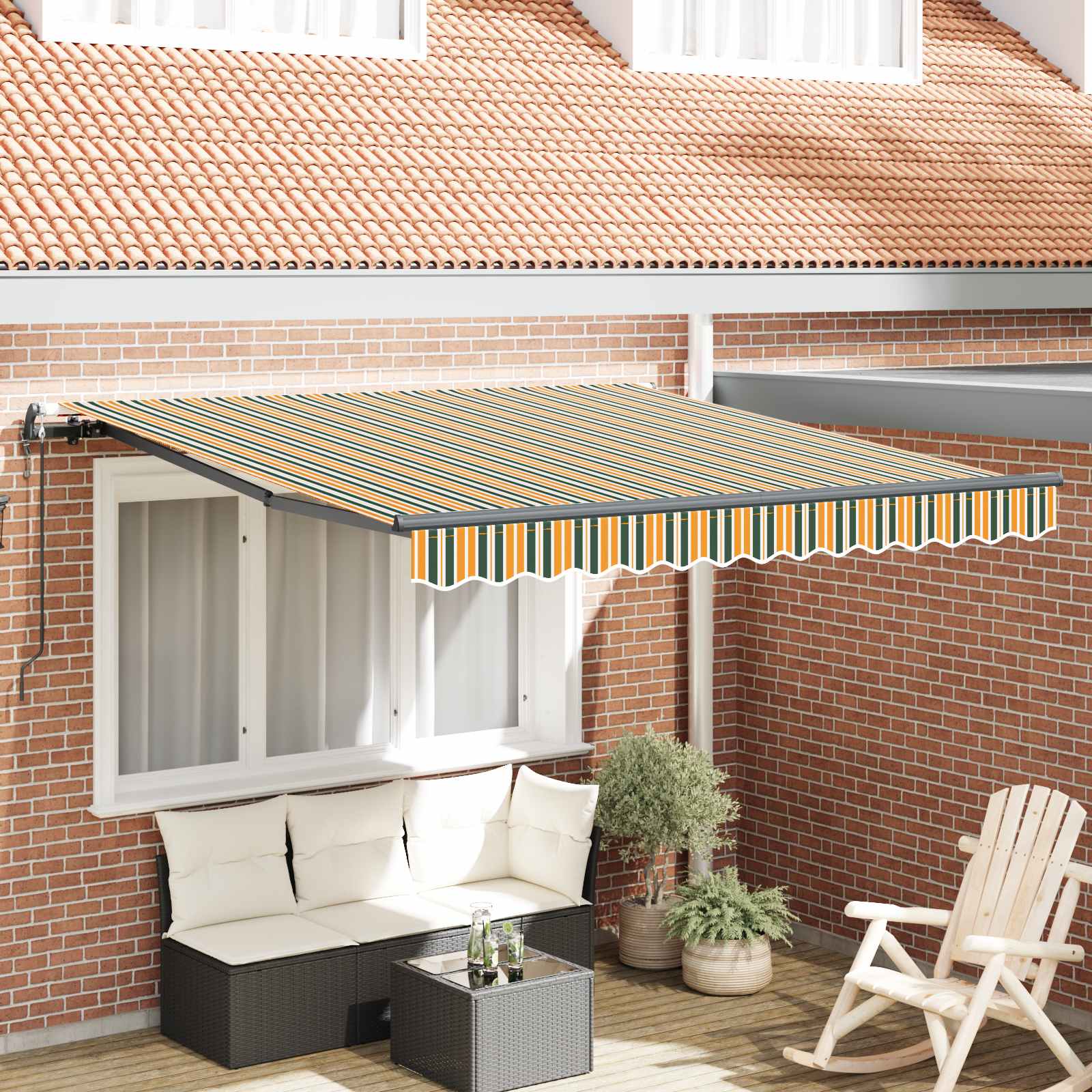 Tenda retrattile Verde e giallo 350 x 250 cm