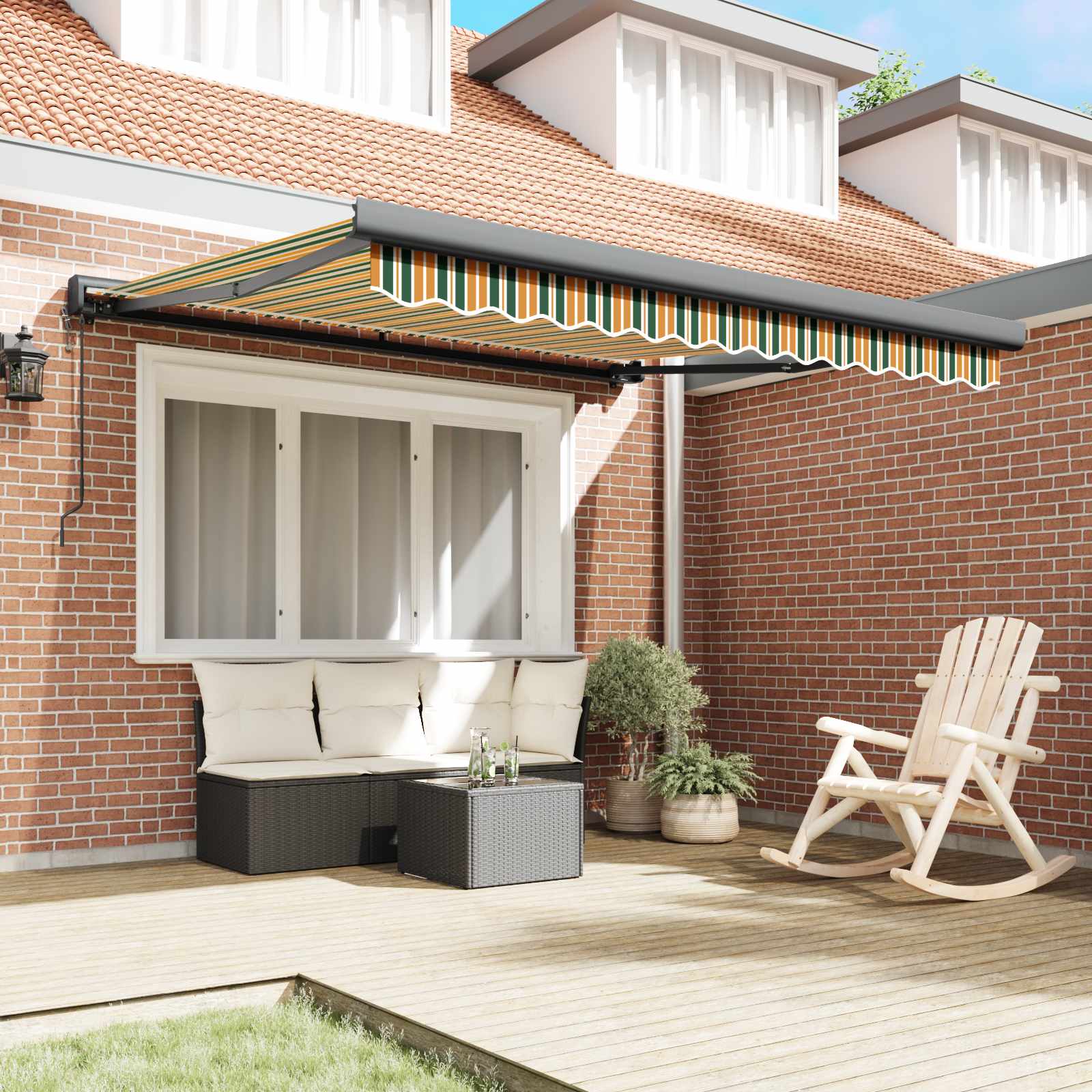 Tenda retrattile Verde e Giallo 350 x 250 x 165 cm