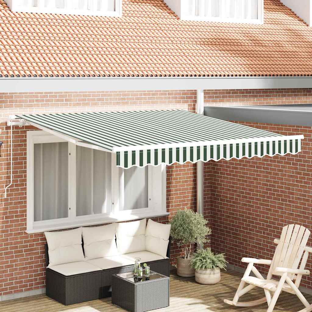 Tenda retrattile Verde e Bianco 350 x 250 cm
