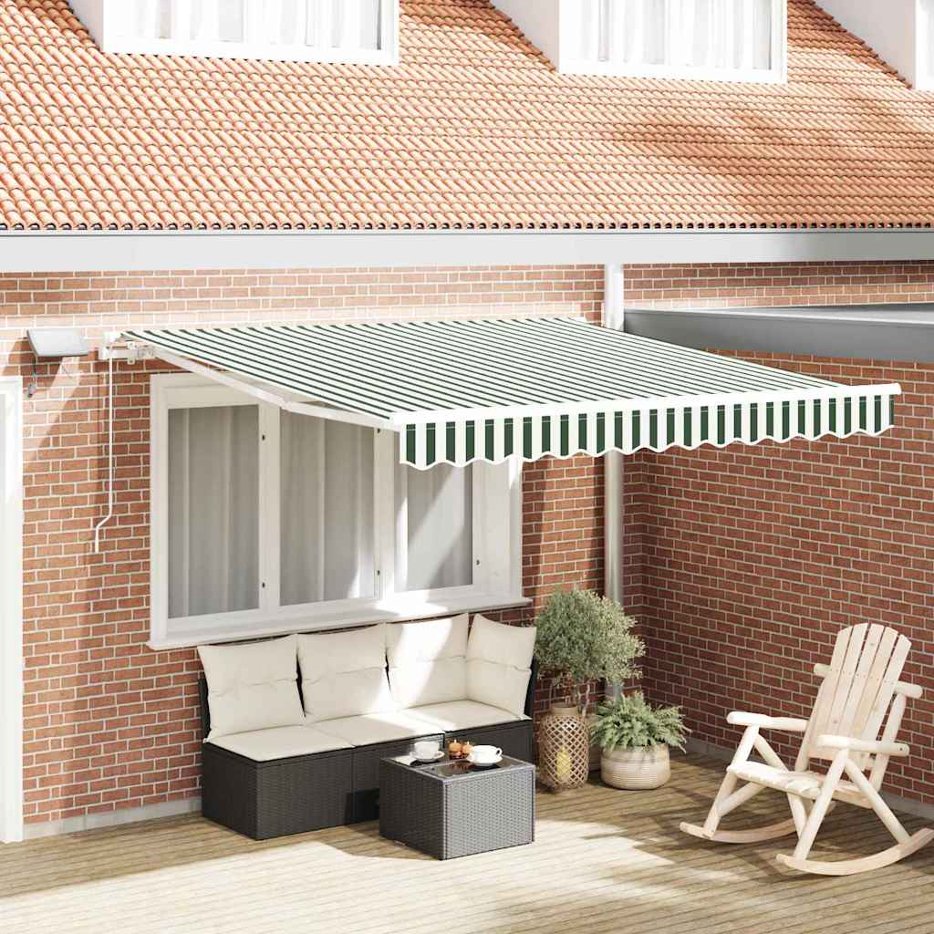 Tenda retrattile Verde e Bianco 350 x 250 cm