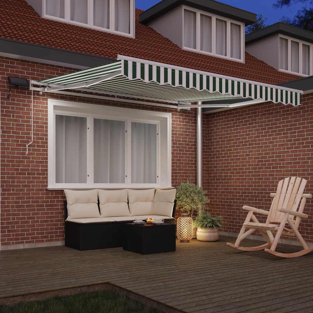 Tenda retrattile Verde e Bianco 350 x 250 cm