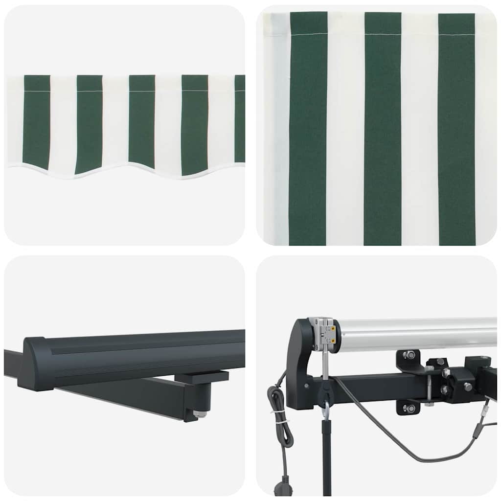 Tenda retrattile Verde e Bianco 350 x 250 cm Poliestere