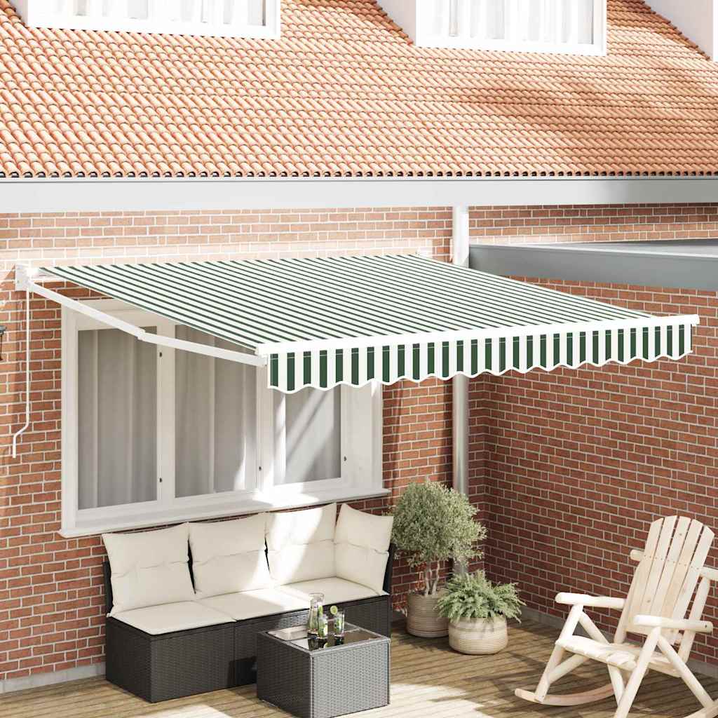 Tenda retrattile Verde e Bianco 350 x 250 cm
