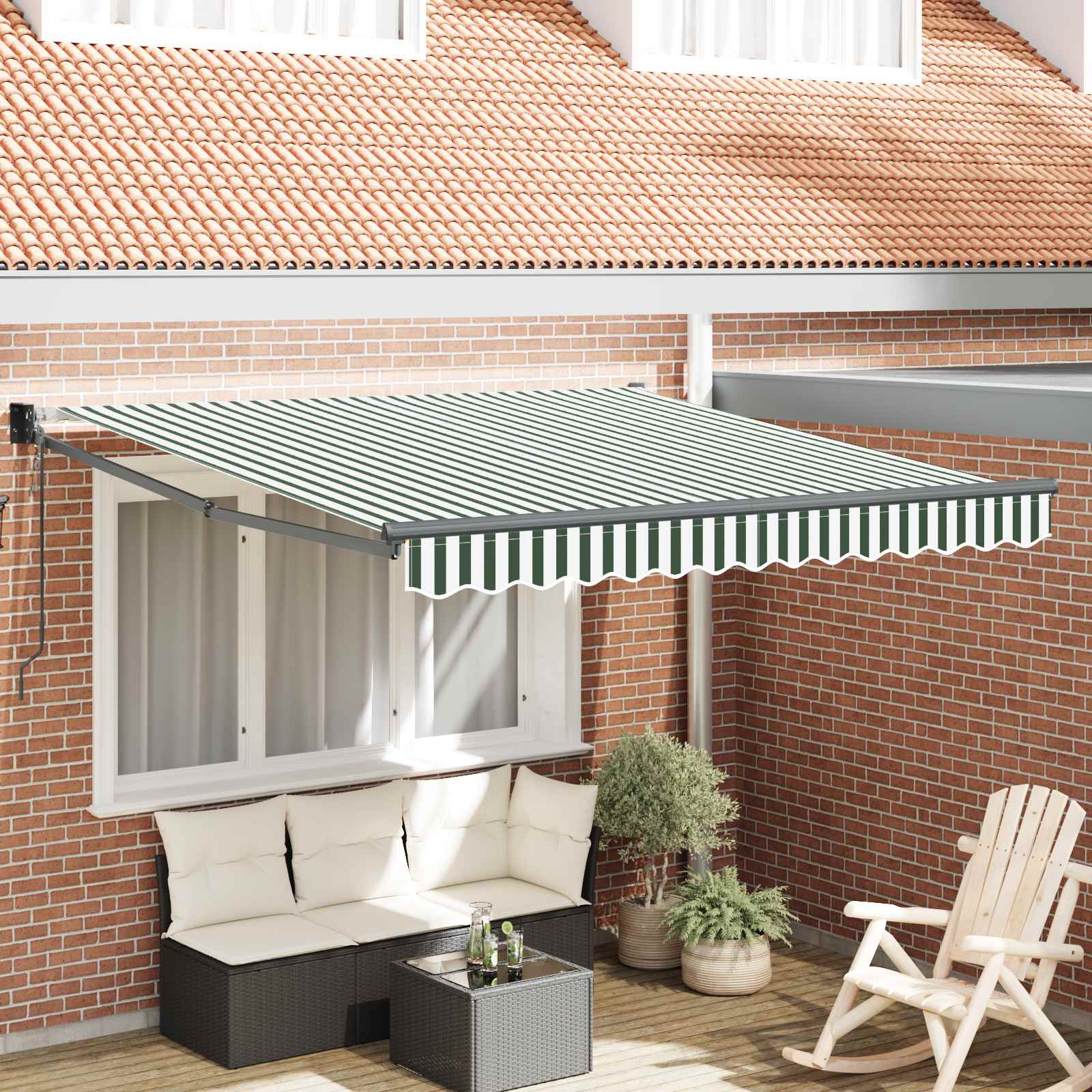 Tenda retrattile Verde e Bianco 350 x 250 cm