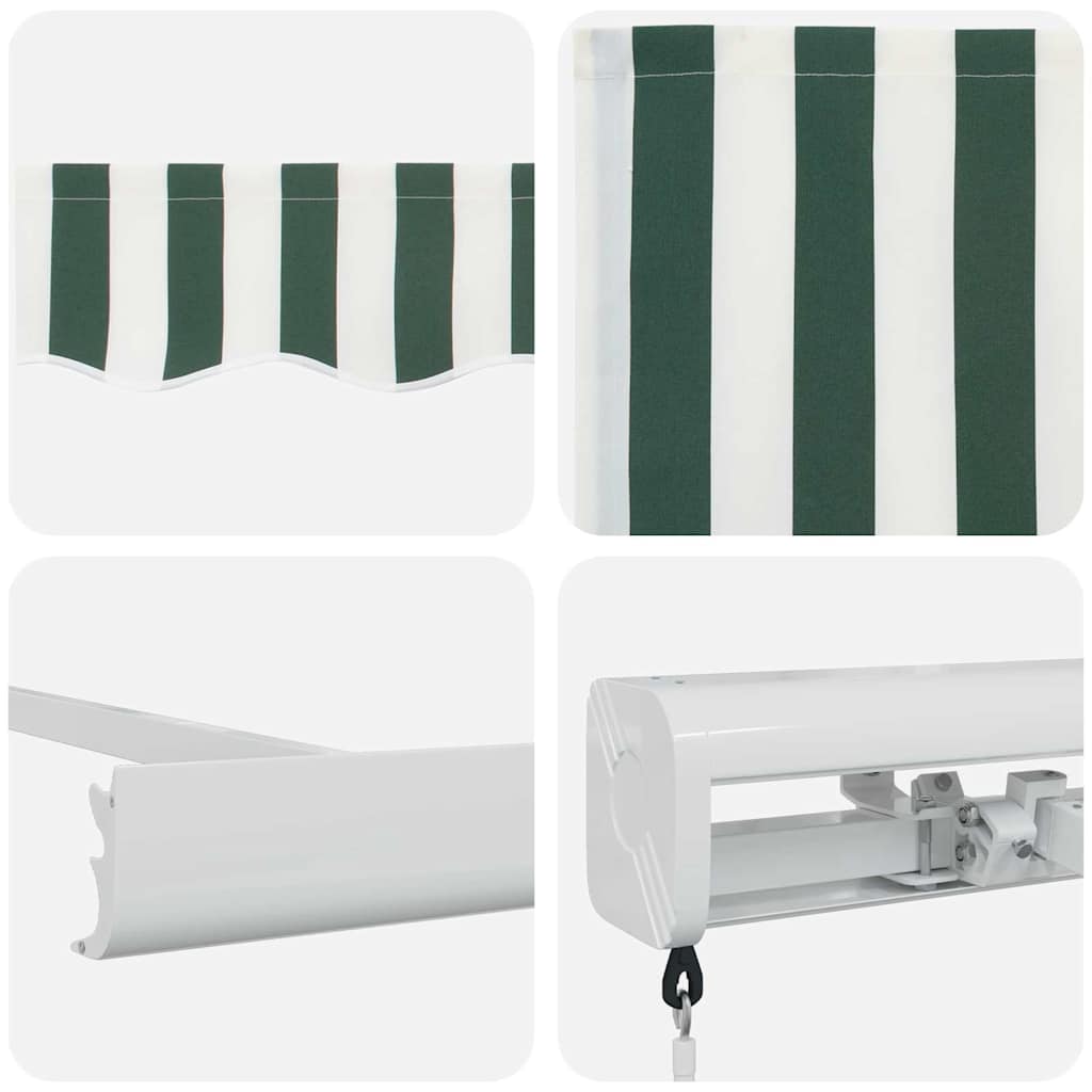 Tenda retrattile Verde e Bianco 350 x 250 cm Tela e Alluminio