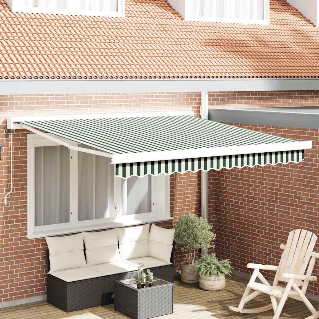 Tenda retrattile Verde e Bianco 350 x 250 x 165 cm