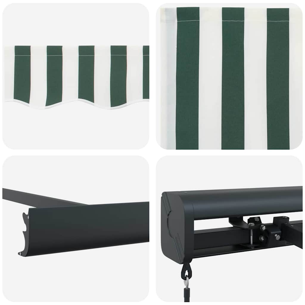 Tenda retrattile Verde e Bianco 350 x 250 cm Tela e Alluminio