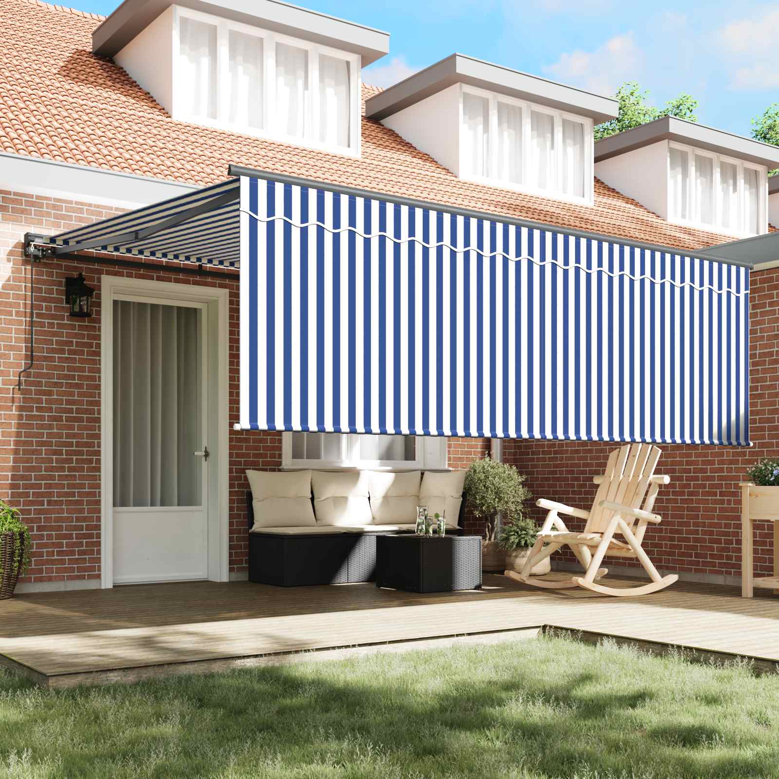 Tenda retrattile Blu e Bianco 400 × 300 cm
