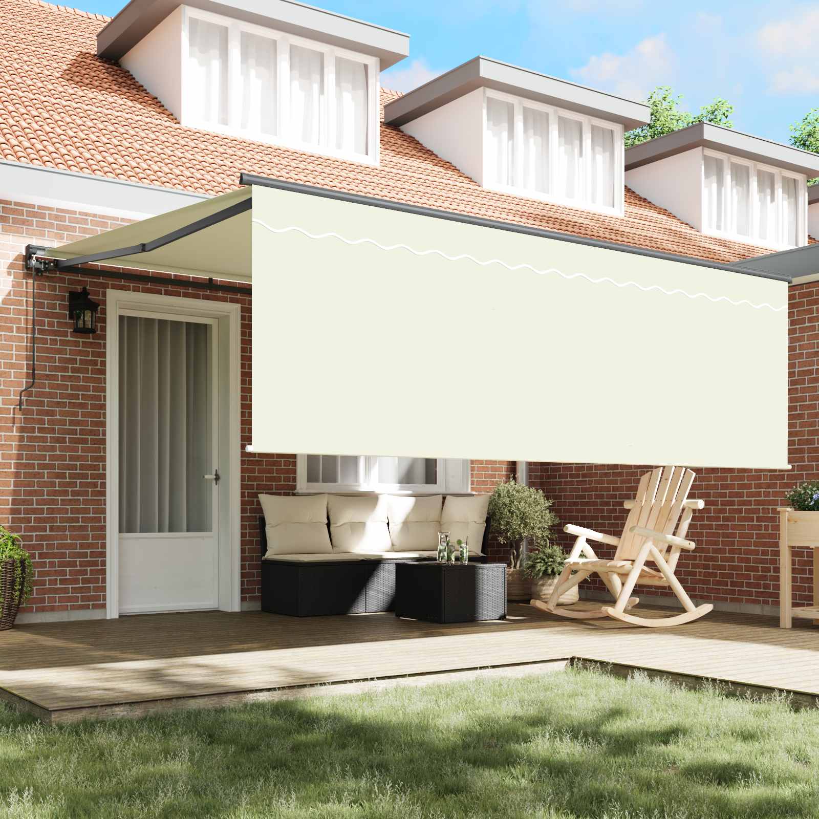 Tenda retrattile Crema 400 × 300 cm Poliestere e Alluminio