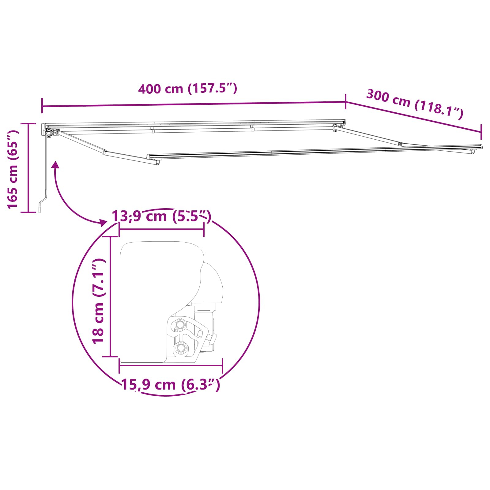 Struttura della tenda Antracite 400 × 300 cm