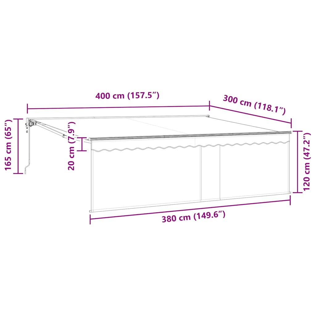Tenda retrattile Antracite 400 × 300 cm Poliestere e Alluminio