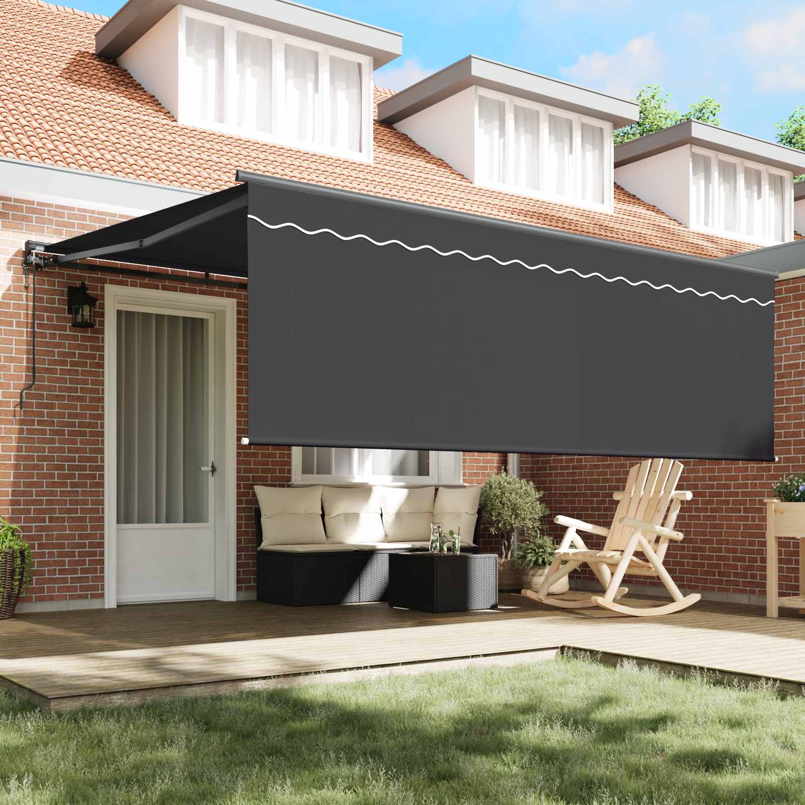 Tenda retrattile Antracite 400 × 300 cm Poliestere e Alluminio