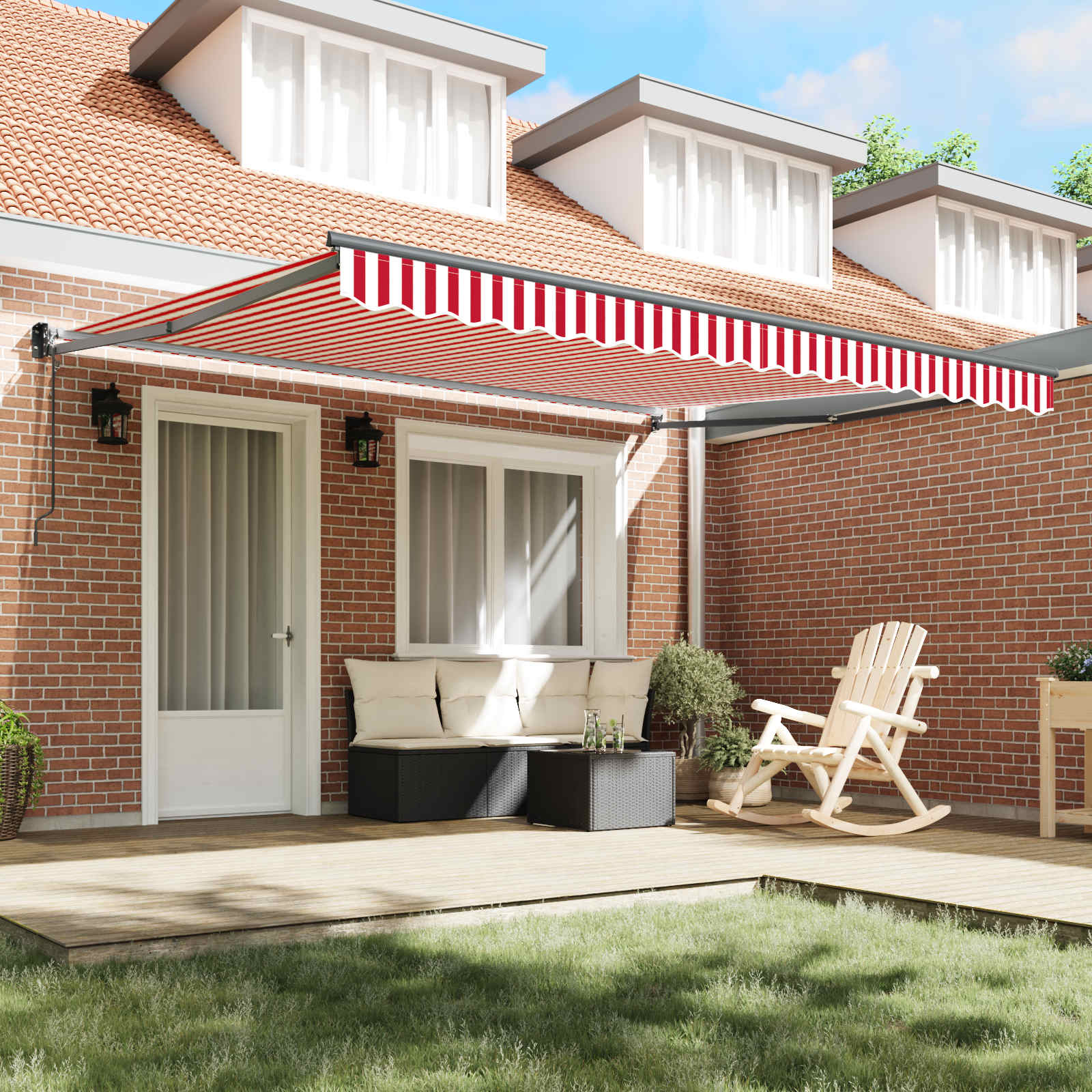 Tenda retrattile Rosso e Bianco 400 × 300 cm