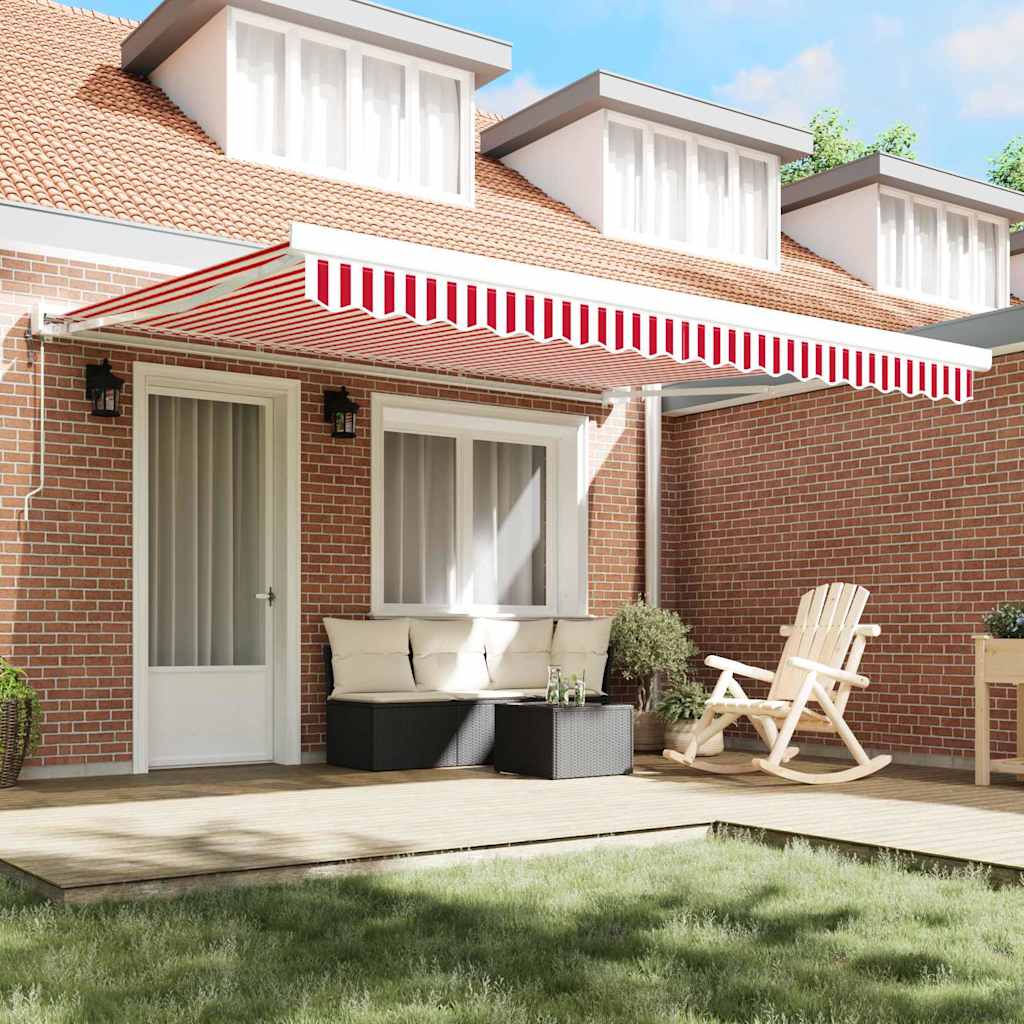 Tenda retrattile Rosso e Bianco 400 × 300 cm Tessuto e Metallo
