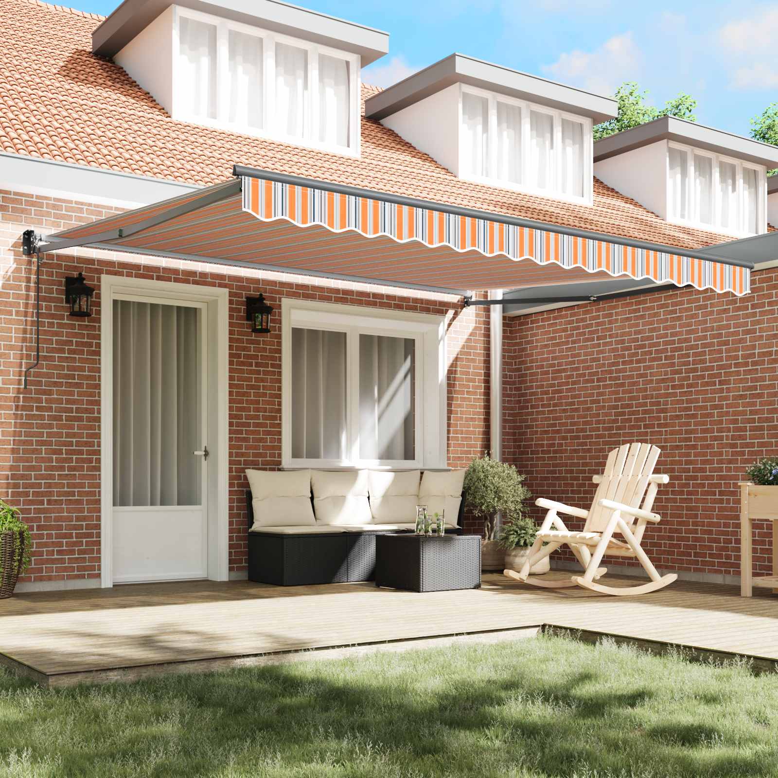Tenda retrattile Multicolore 400 × 300 cm Poliestere e Metallo
